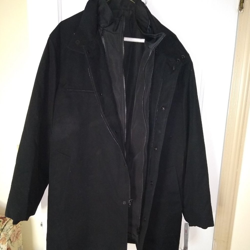 Oeko-Tex Winter Coat with Lining, Black, Large - Brand New